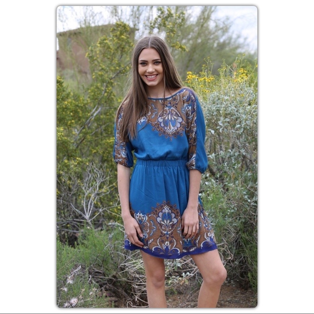 Royal Blue Abstract Floral Dress